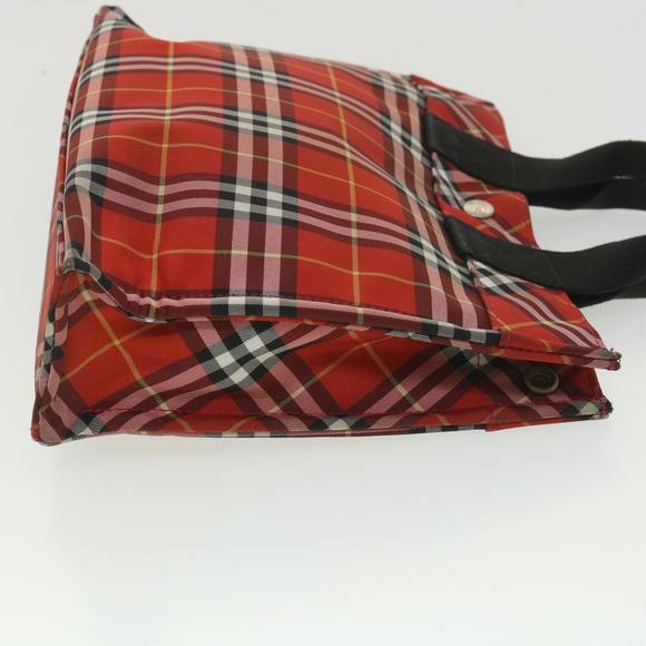 BURBERRY Nova Check Hand Bag Nylon Red Auth 37309 - Picture 3 of 10